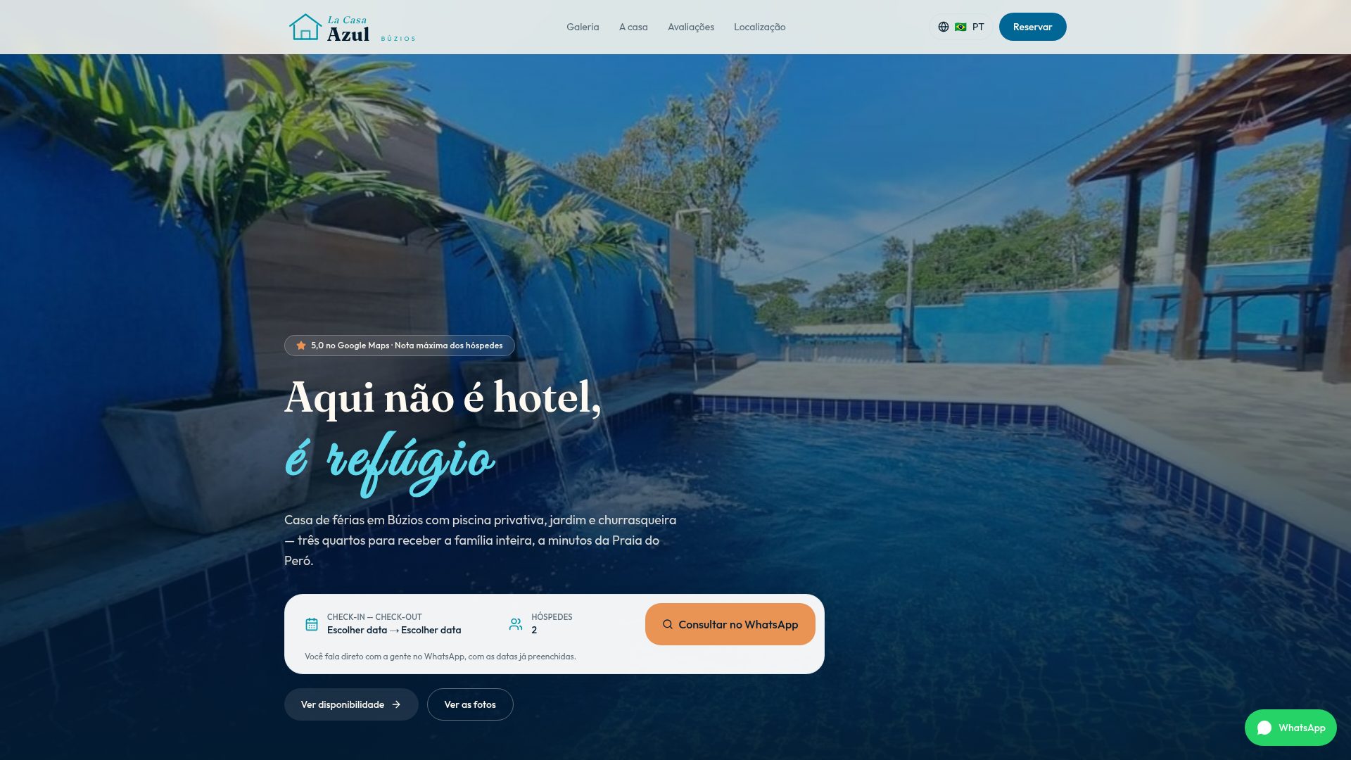 Site da La Casa Azul Búzios